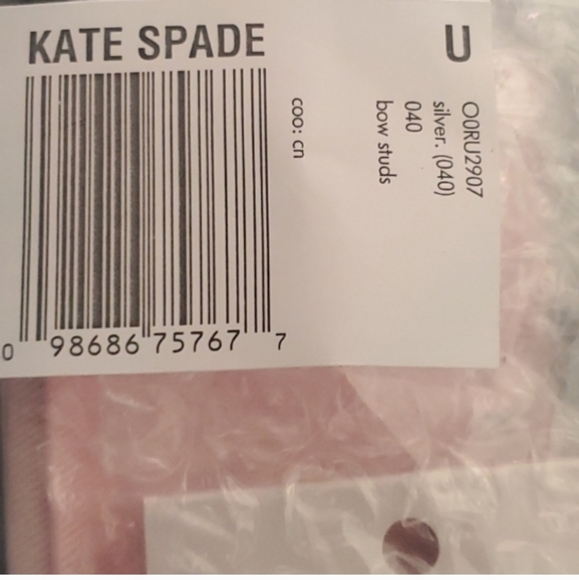 Kate Spade Silver Bow Earrings with stud backs.Aprox L0.5"xW 0.75" Wt=3.72gm NEW - Picture 5 of 8